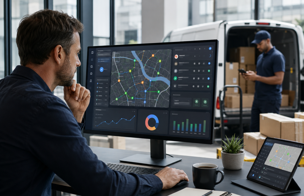 Logistics Manager Monitoring Delivery Dashboard